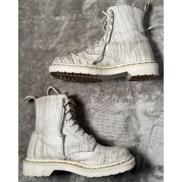 Dr. Martens White Mono Painter Pascal 1460 8 Eye Boots Womens Size 7 Mens 6 Rare - Picture 4 of 11